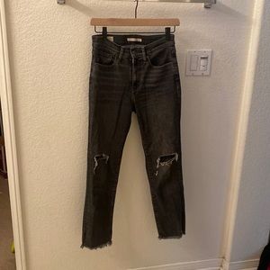 724 high rise straight leg crop/ ankle Levi’s, charcoal gray colored like new!